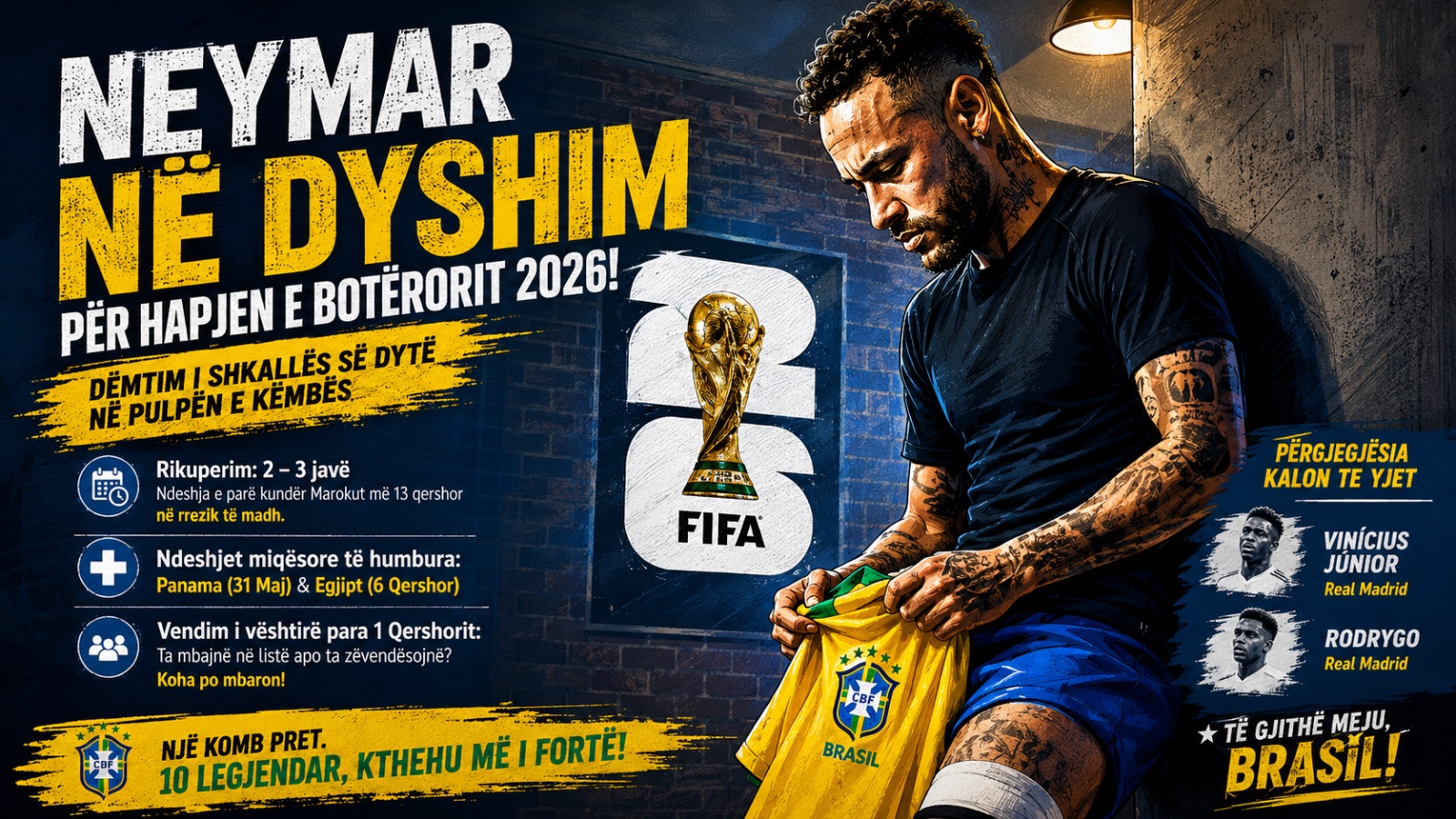 Dëmtimi i Neymar Trondit Brazilin Para Hapjes së Botërorit