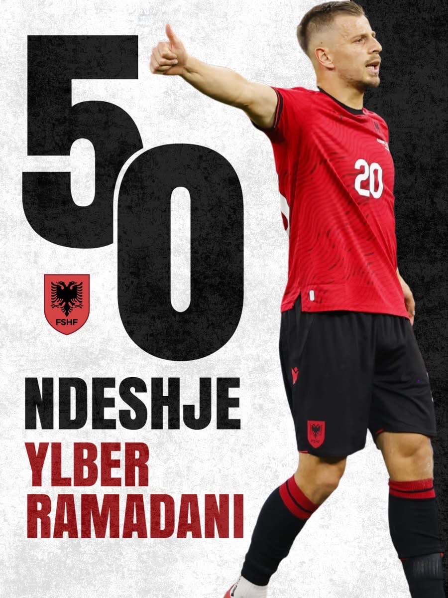🇦🇱❤️🖤 50 ndeshje me fanellën kuqezi – Ylber Ramadani hyn në klubin e veçantë të Kombëtares