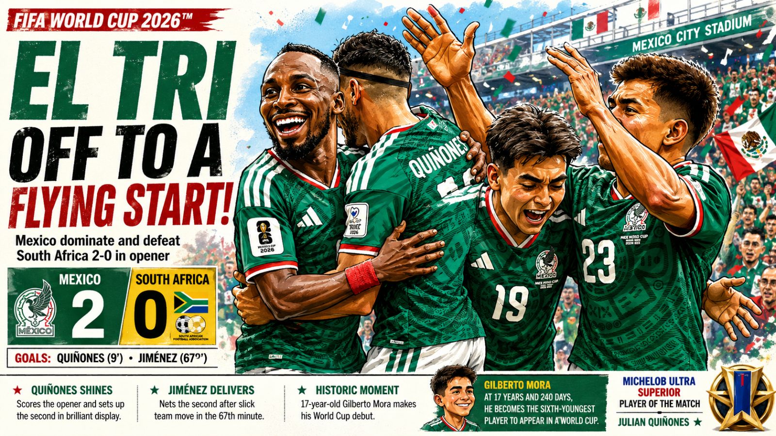 🇲🇽 Mexico Starts FIFA World Cup 2026 with Convincing Victory Over South Africa