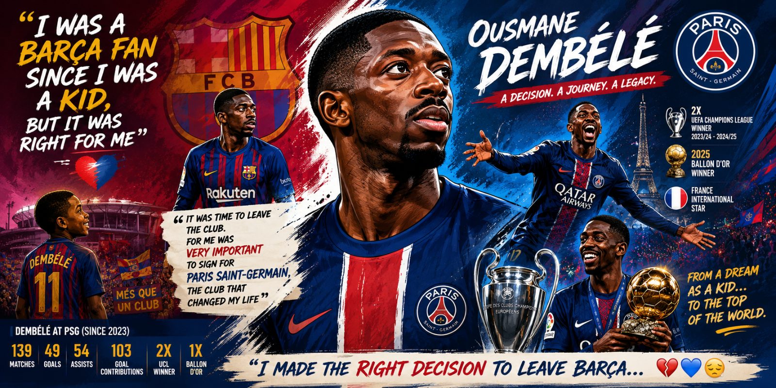 DEMBÉLÉ: “LEAVING BARCELONA WAS THE RIGHT DECISION FOR MY CAREER”