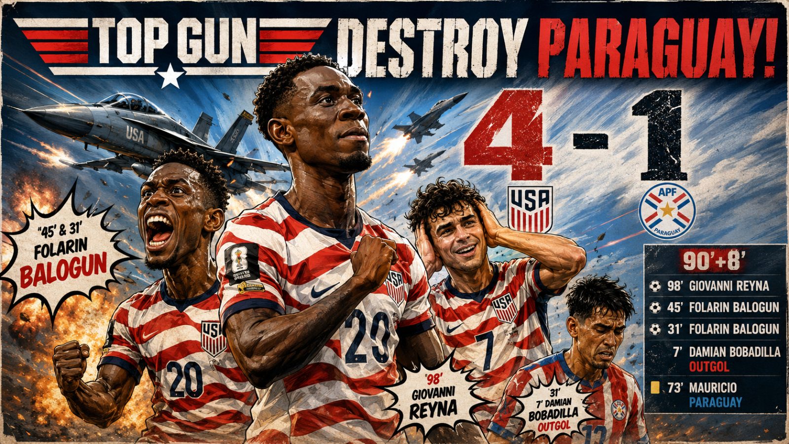 USA SHATTER RECORDS IN 4-1 ROUT OF PARAGUAY