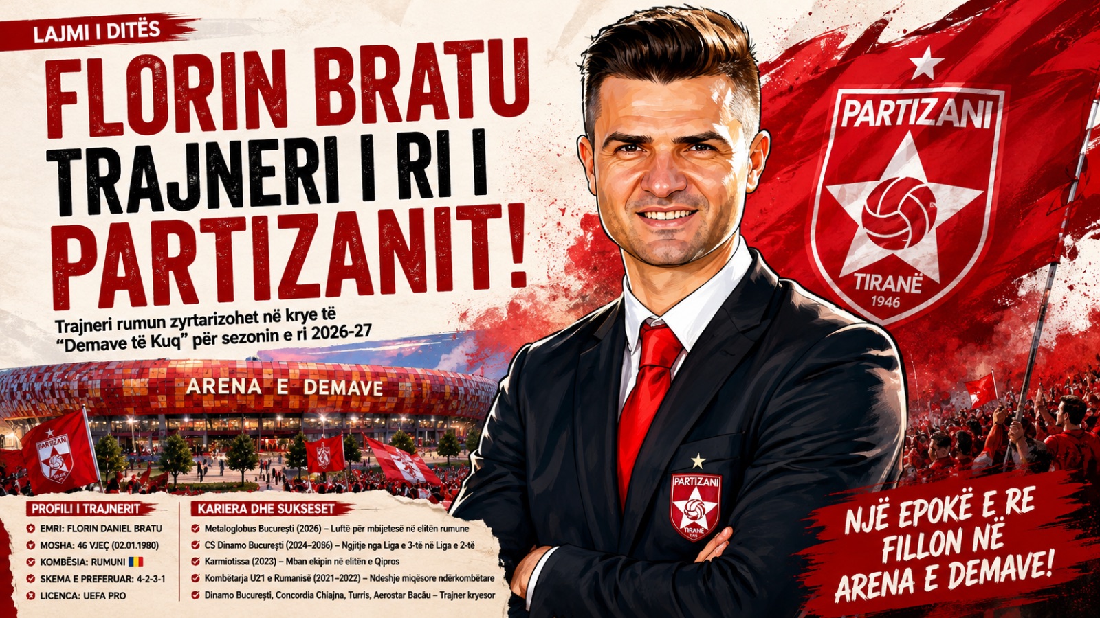 PARTIZANI TIRANA I BESON FLORIN BRATUT NJË EPOKË TË RE