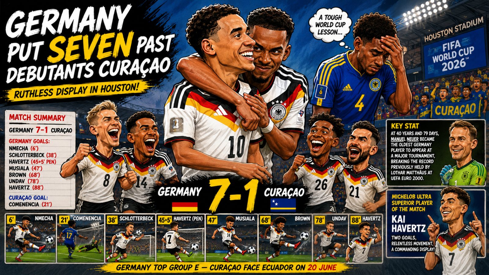 Germany Hit Seven as Curaçao Receive Harsh World Cup Lesson