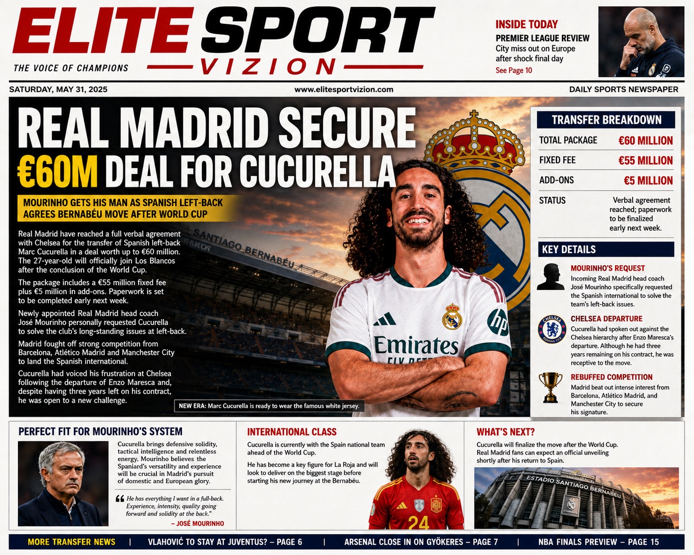 REAL MADRID SECURE €60M DEAL FOR MARC CUCURELLA
