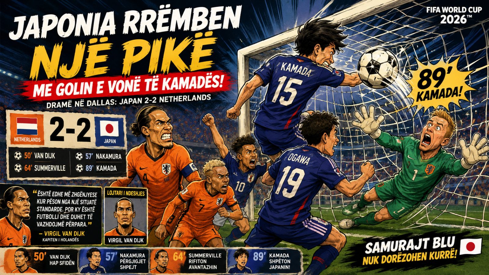JAPONIA RRËMBEN NJË PIKË ME GOLIN E VONË TË KAMADËS