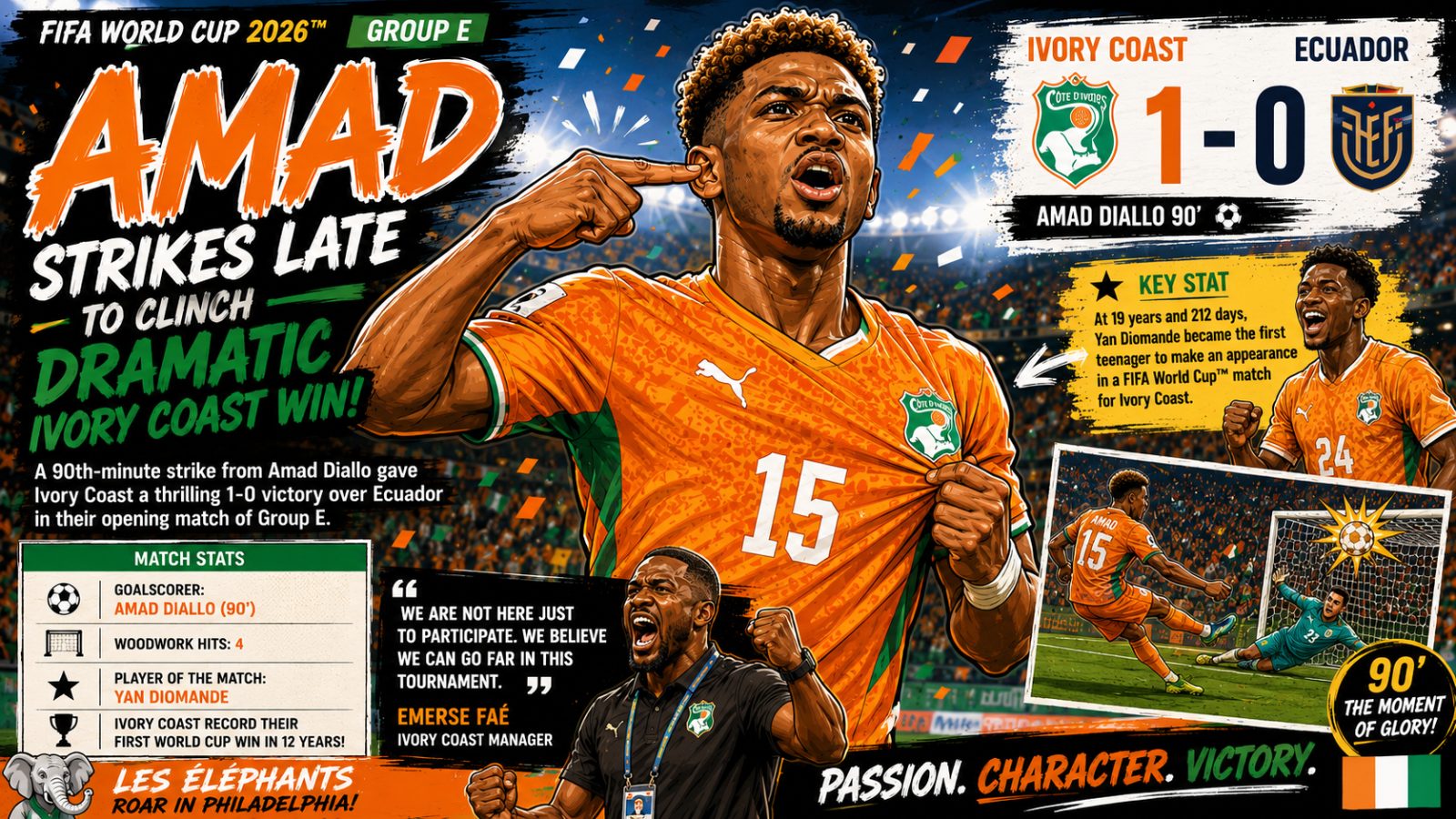 AMAD STRIKES LATE TO SEAL DRAMATIC IVORY COAST VICTORY