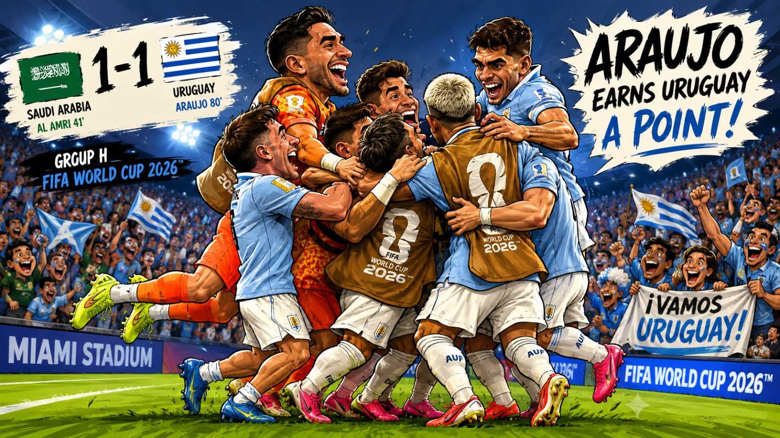 Araujo Earns Uruguay a Point Against Saudi Arabia