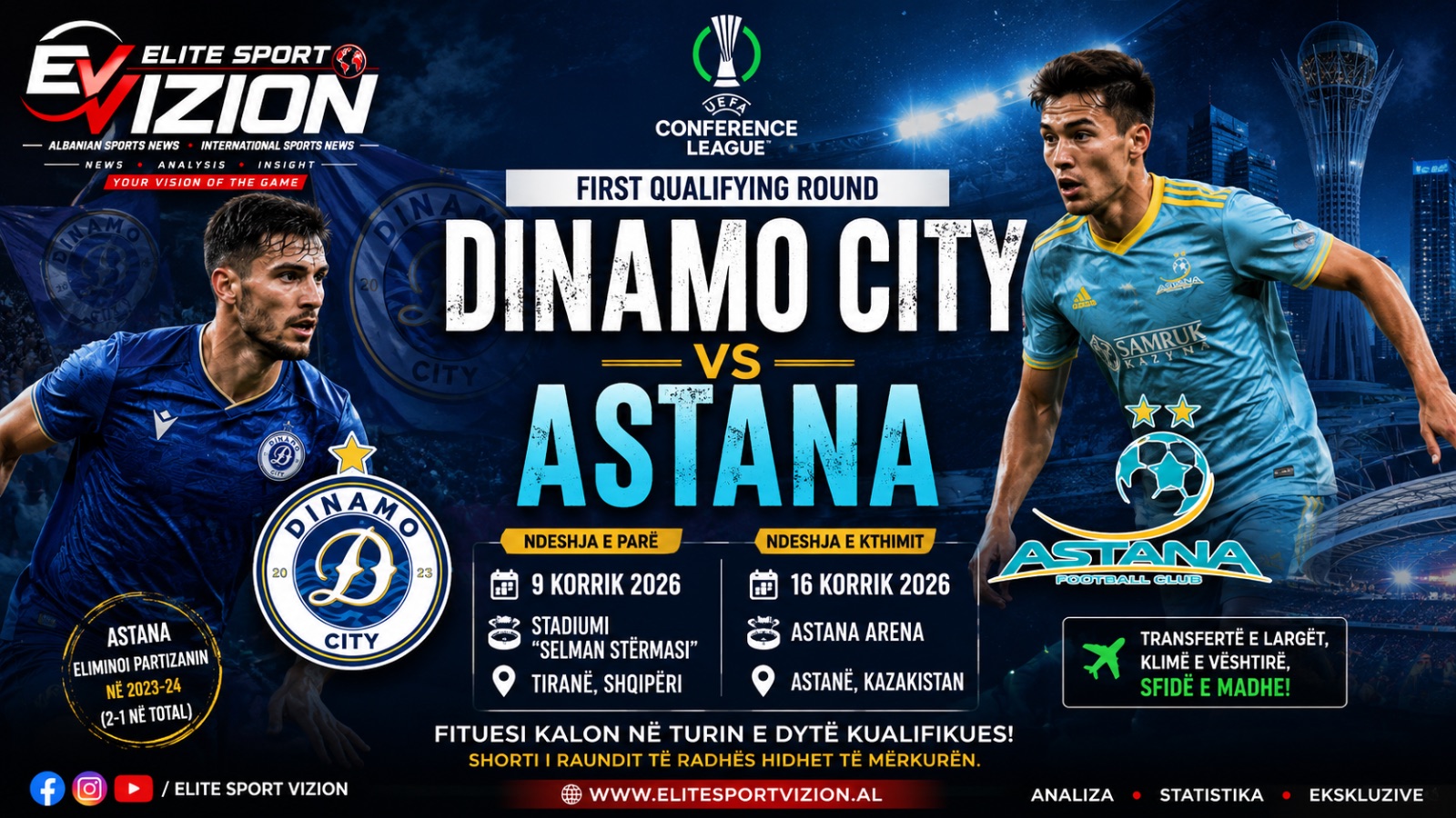 DINAMO CITY SFIDON GJIGANDËT E ASTANËS NË EUROPA CONFERENCE LEAGUE