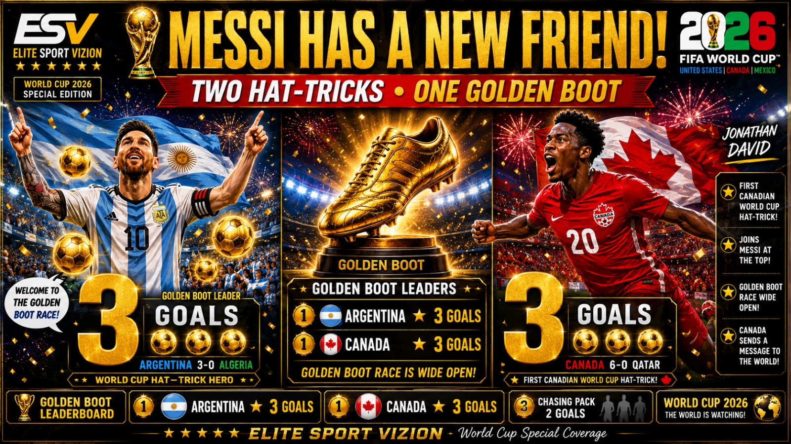 Jonathan David Joins Messi at the Top of the Golden Boot Race