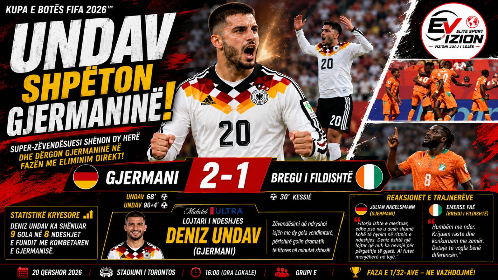 UNDAV HEROICS SEND GERMANY INTO THE KNOCKOUTS