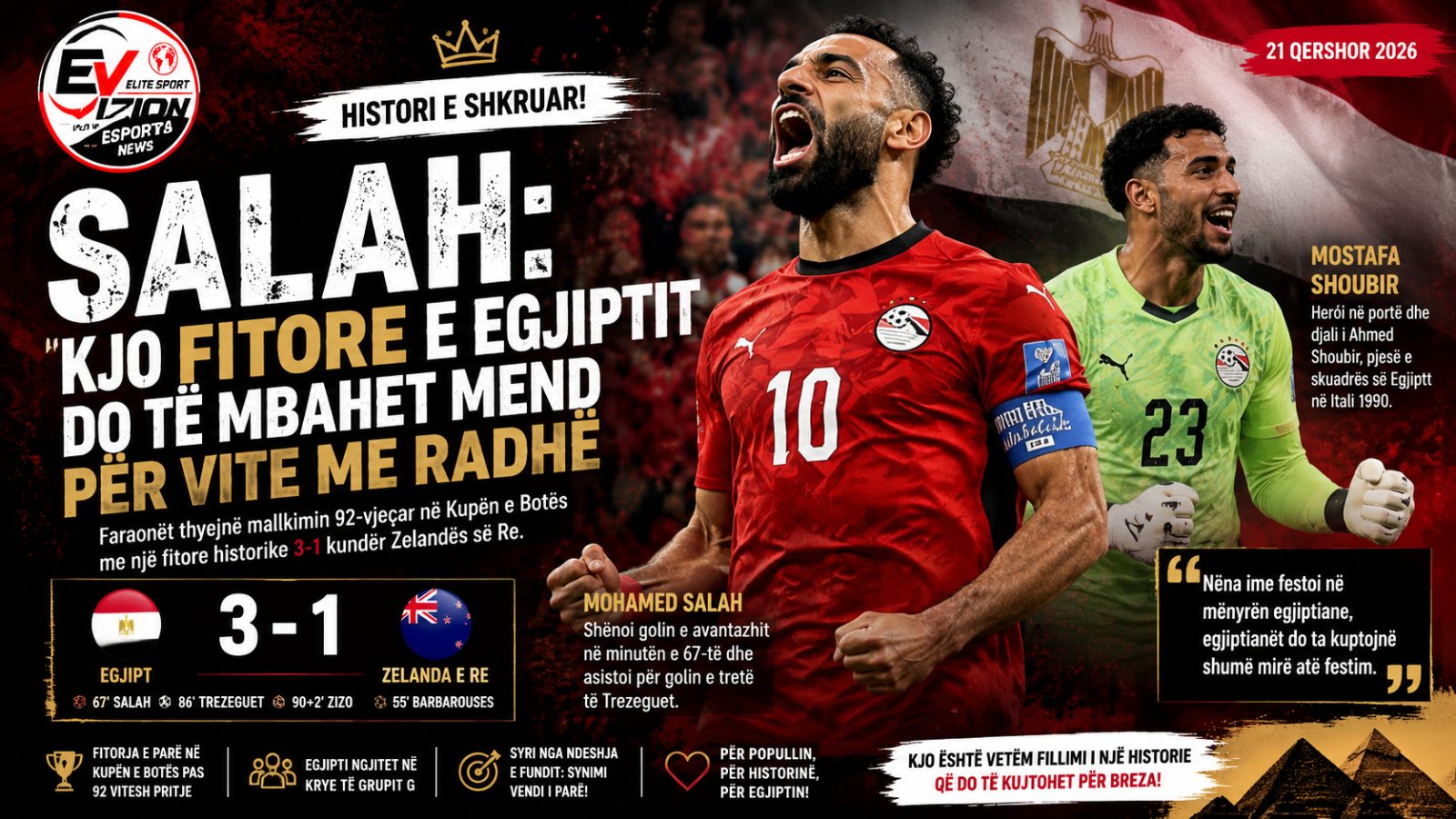 Salah: Kjo fitore e Egjiptit do të mbahet mend për vite me radhë
