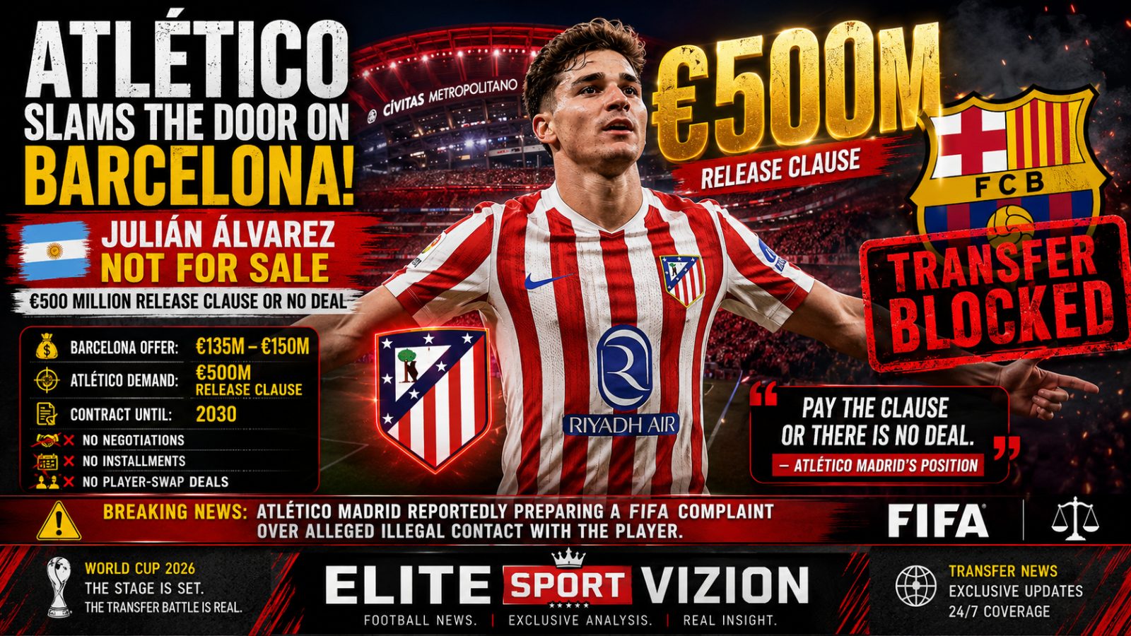 Julián Álvarez Transfer Saga Explodes: Atlético Slam Door on Barcelona