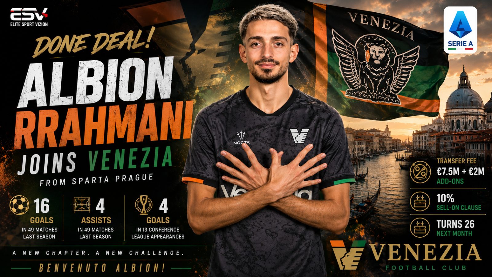 Albion Rrahmani Set for Serie A Move as Venezia Agree €9.5 Million Deal