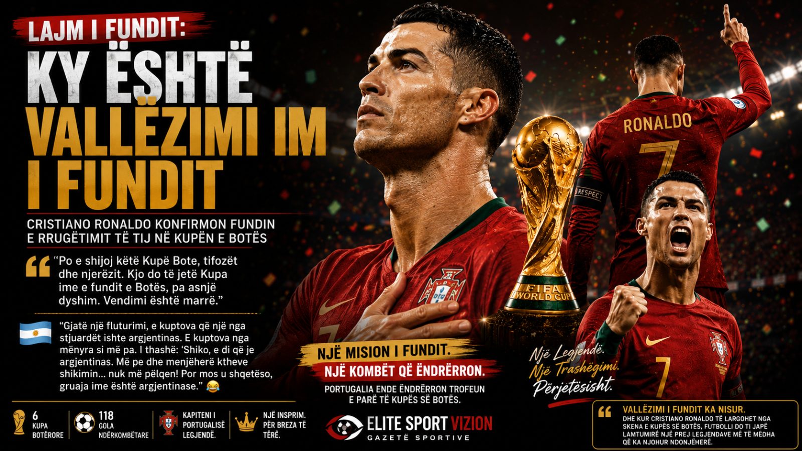 "Ky është vallëzimi im i fundit" – Cristiano Ronaldo konfirmon fundin e rrugëtimit të tij në Kupën e Botës