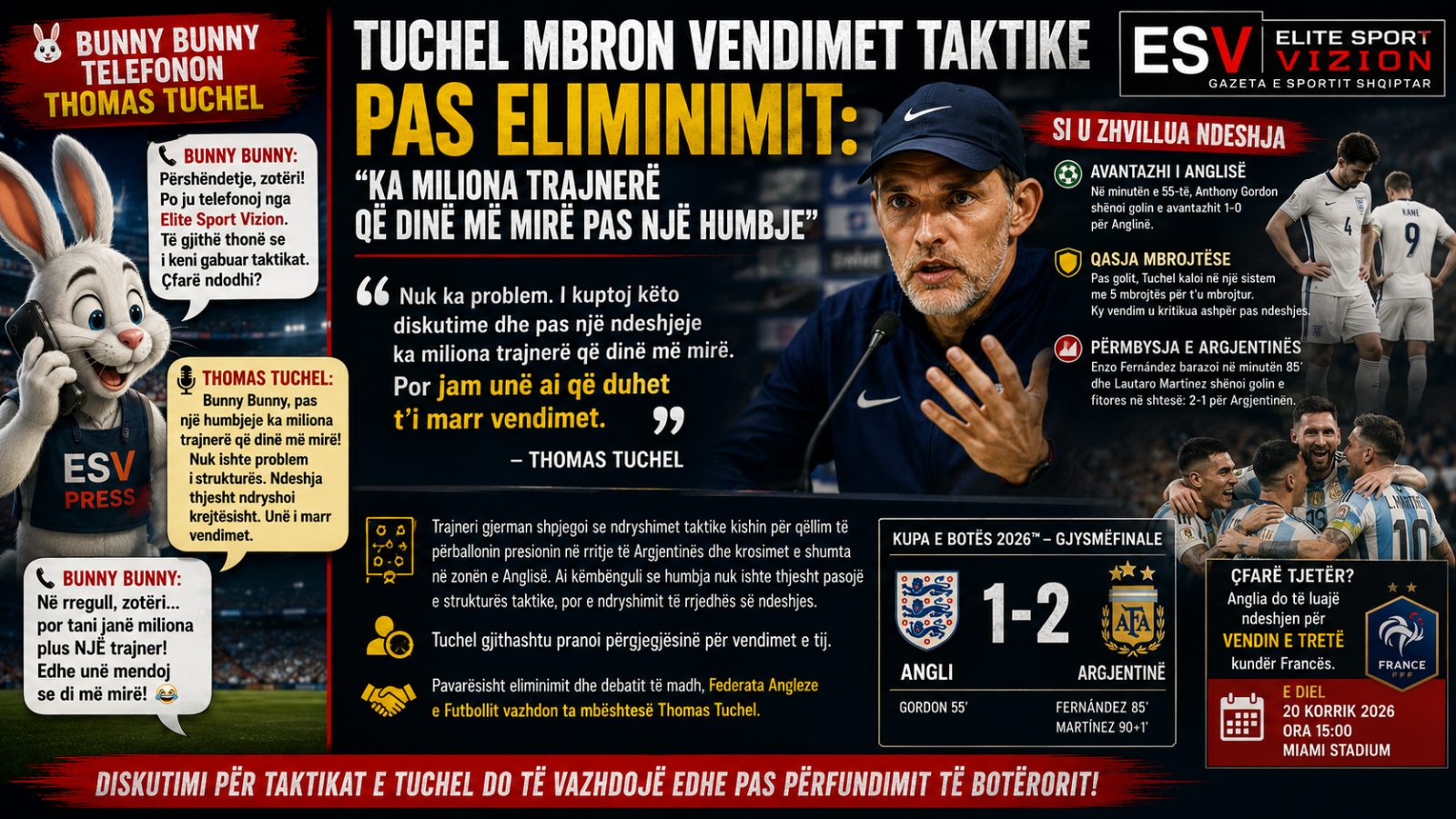 Tuchel mbron vendimet taktike pas eliminimit: “Ka miliona trajnerë që dinë më mirë pas një humbjeje”