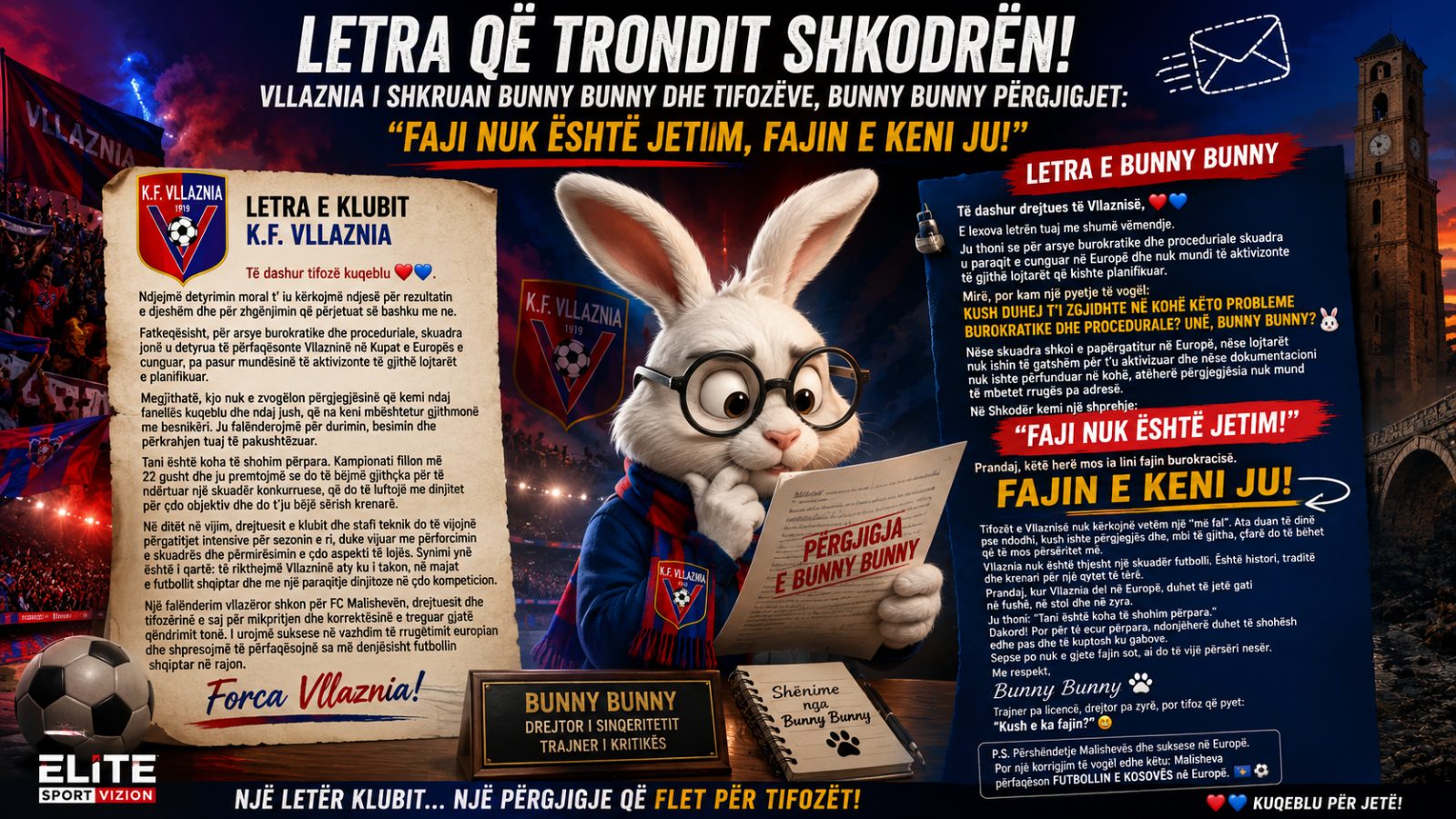 🐰 Bunny Bunny i përgjigjet Vllaznisë: “Faji nuk është jetim… fajin e keni ju!”