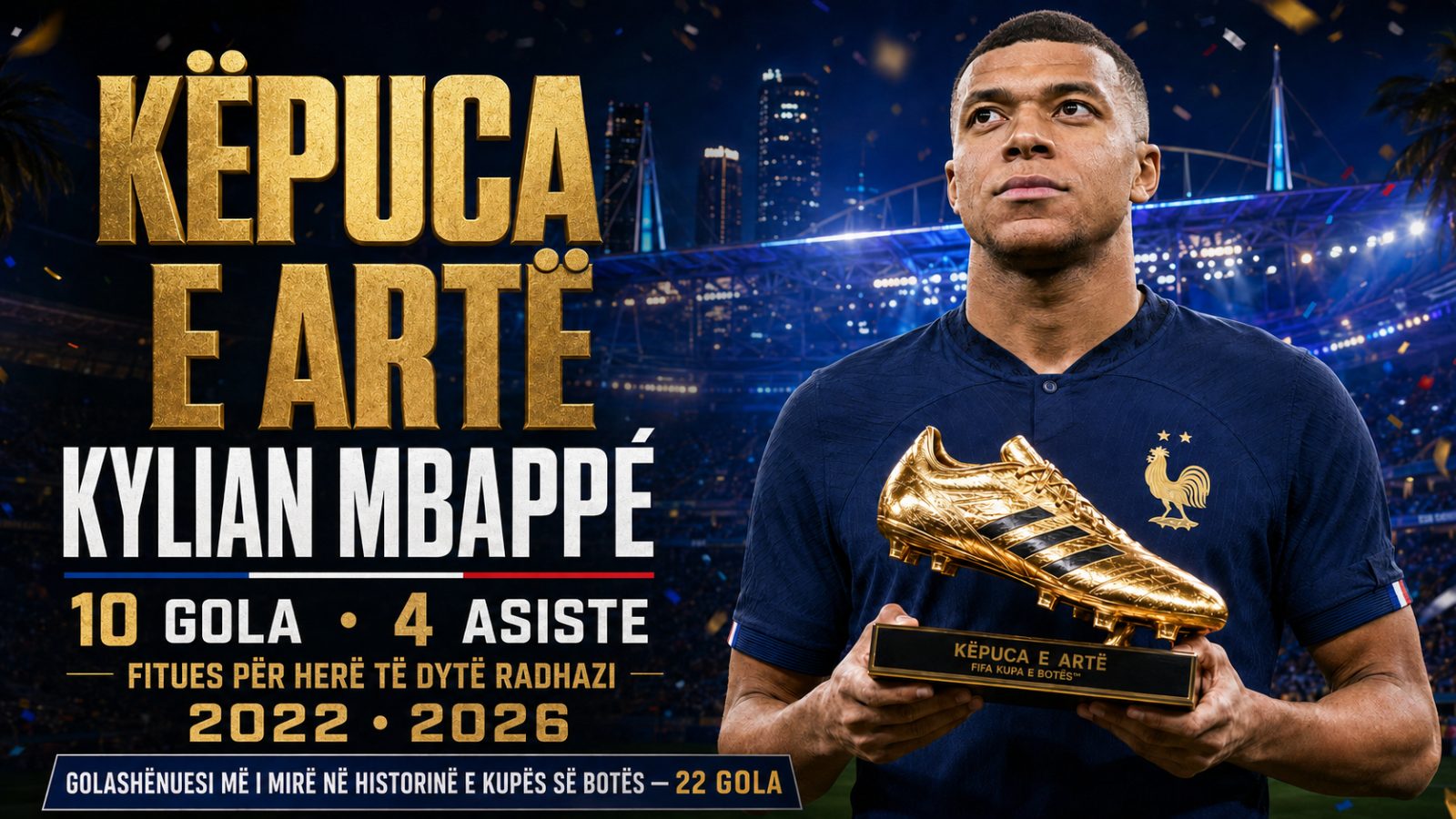Mbappé fiton “Këpucën e Artë” të adidas-it