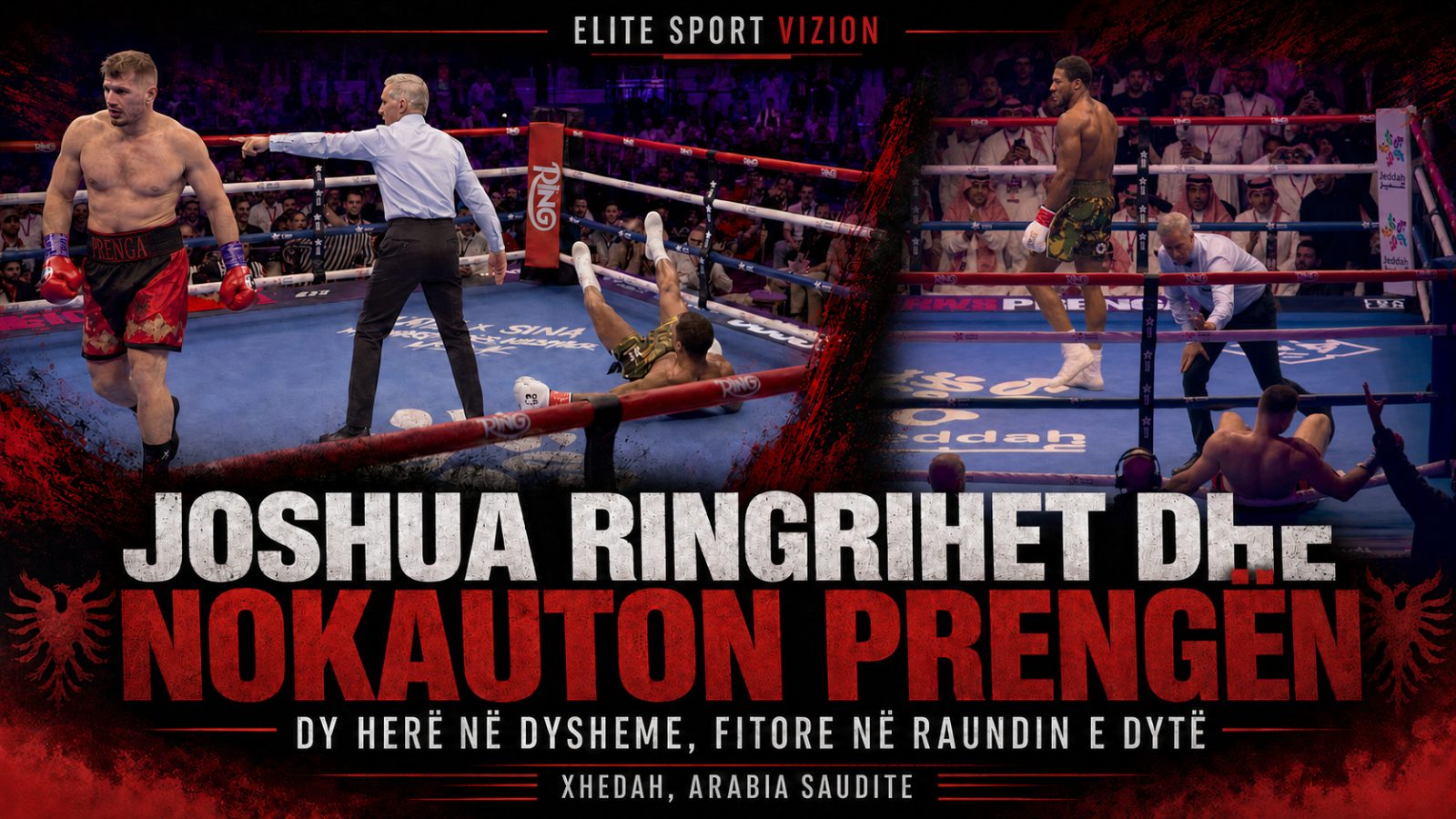 Joshua ngrihet dy herë nga dyshemeja dhe nokauton Kristian Prengën në raundin e dytë