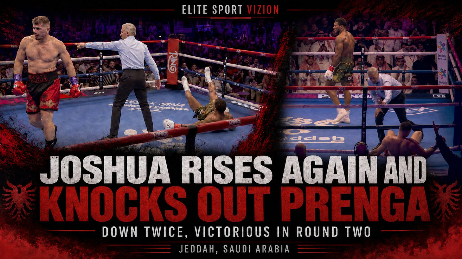 Joshua Rises Twice From the Canvas to Knock Out Kristian Prenga in Round Two