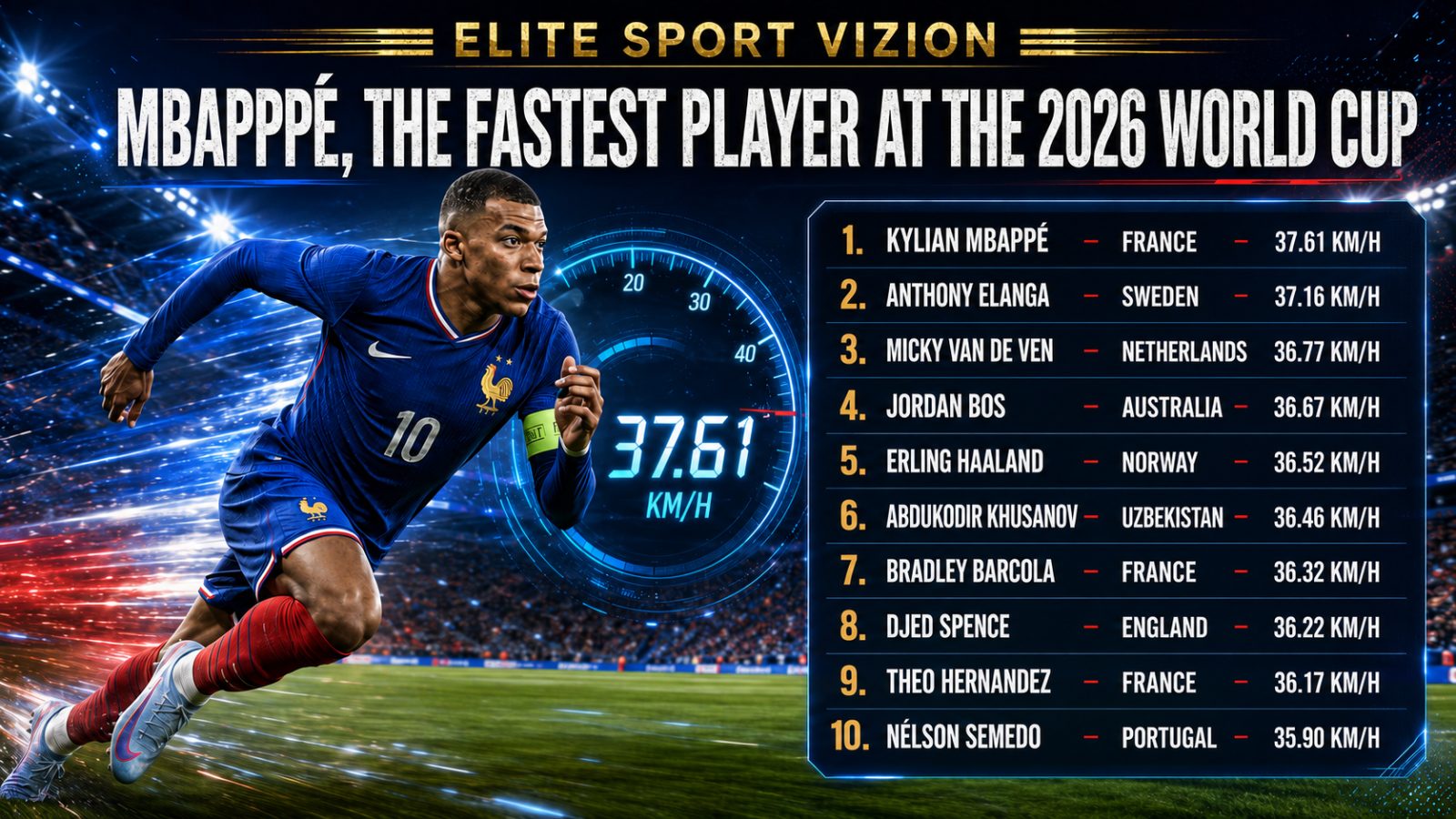 Kylian Mbappé Leads the Race: The 10 Fastest Players at the 2026 World Cup
