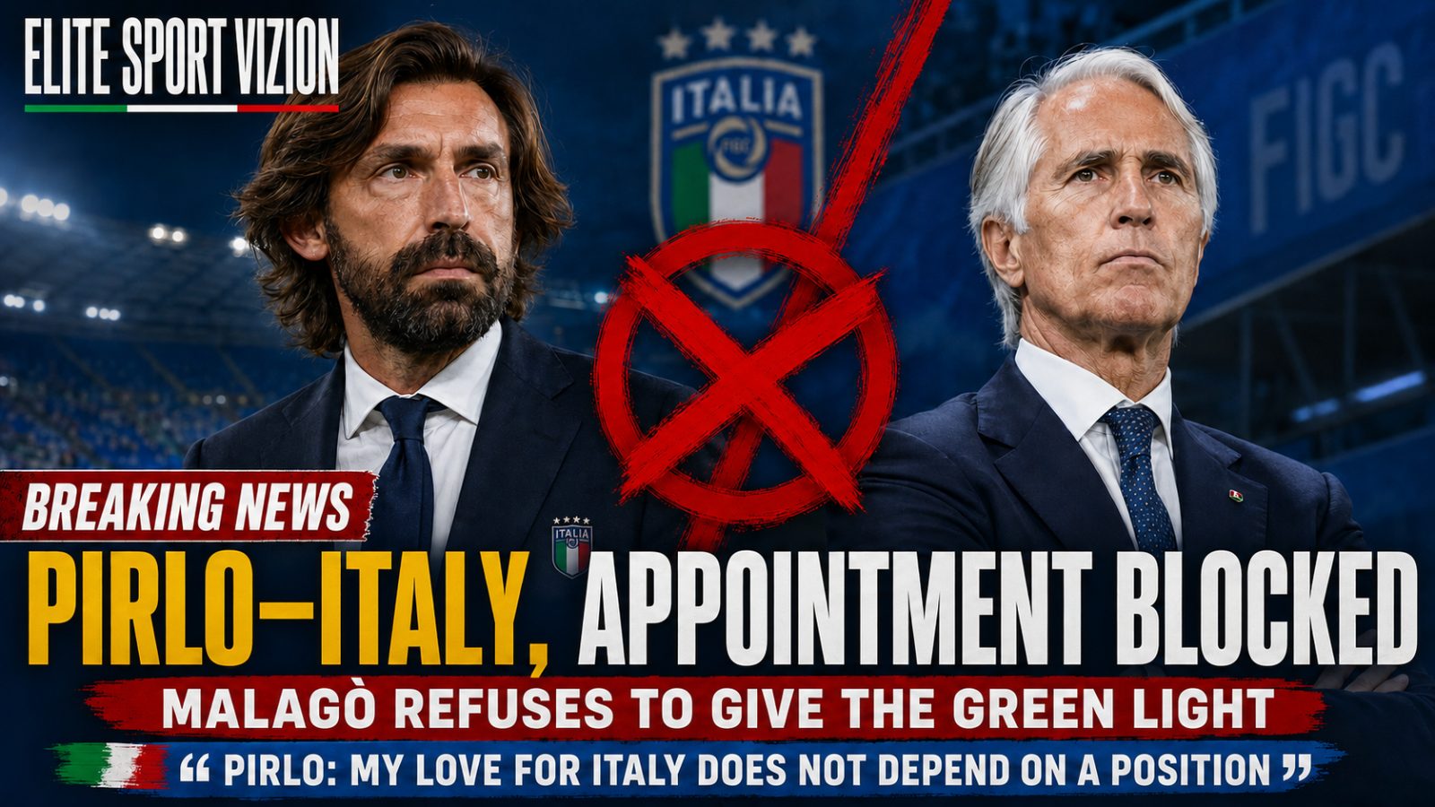 Sky: Malagò Blocks Pirlo’s Appointment — Maldini and Leonardo’s Positions Also in Doubt