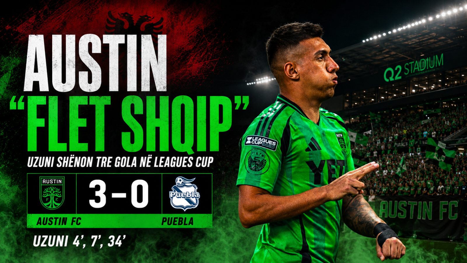 Austin “flet shqip” në Leagues Cup, Myrto Uzuni shkatërron Pueblan me një tregolësh historik