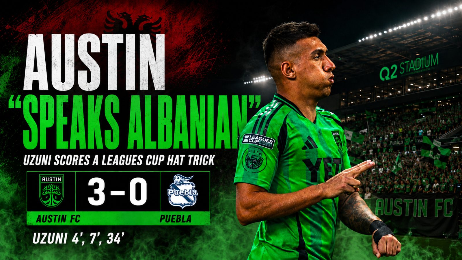 Austin “Speaks Albanian” in the Leagues Cup as Myrto Uzuni Destroys Puebla with a Historic Hat Trick