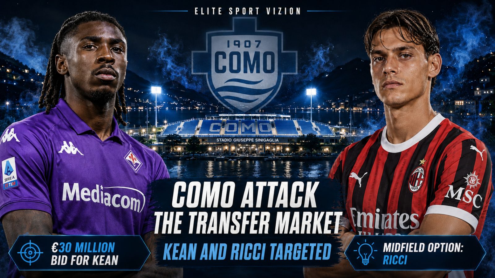 Como Attack the Transfer Market: Moise Kean Bid Submitted, Samuele Ricci Also Targeted