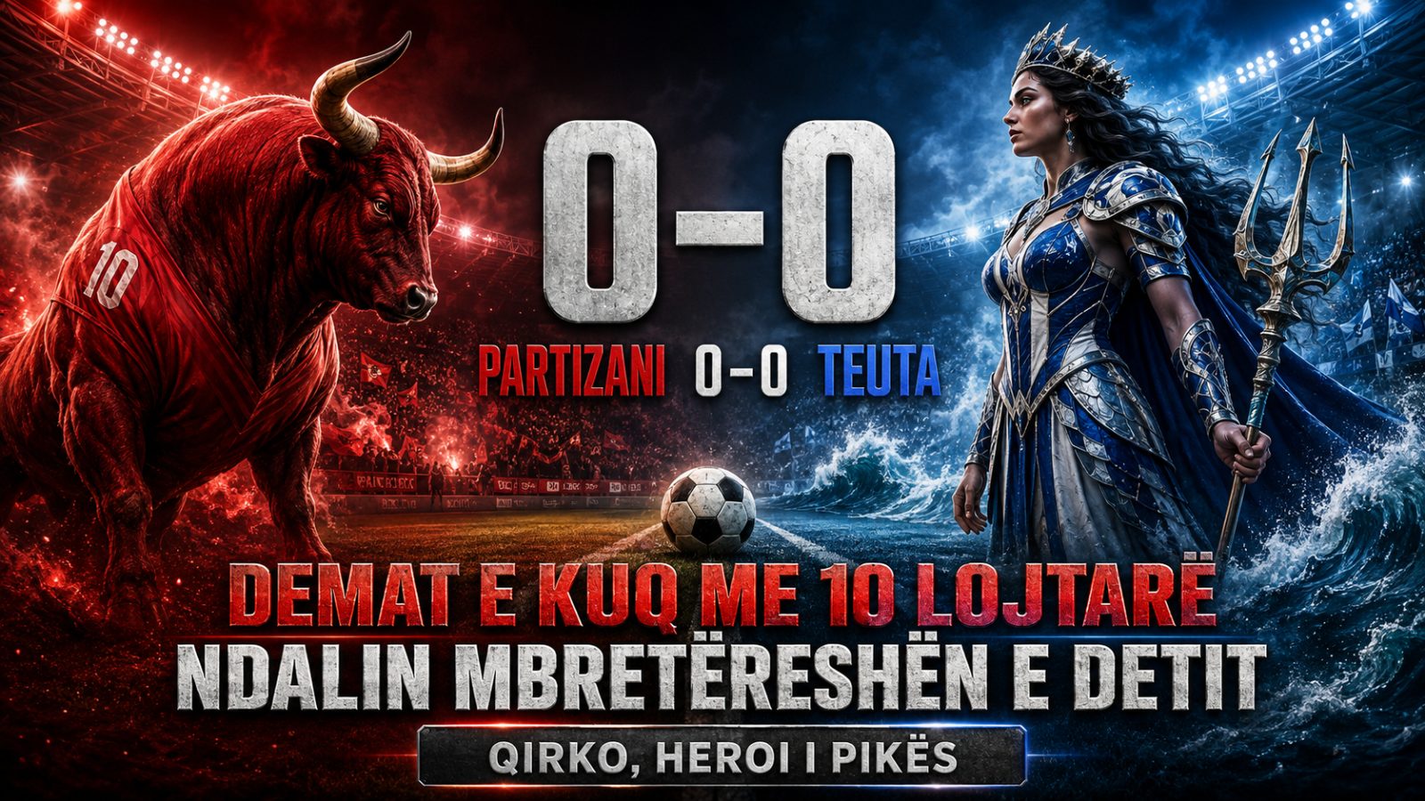 Partizani me dhjetë lojtarë i merr një pikë Teutës, Qirko shpëton debutimin e Bratut