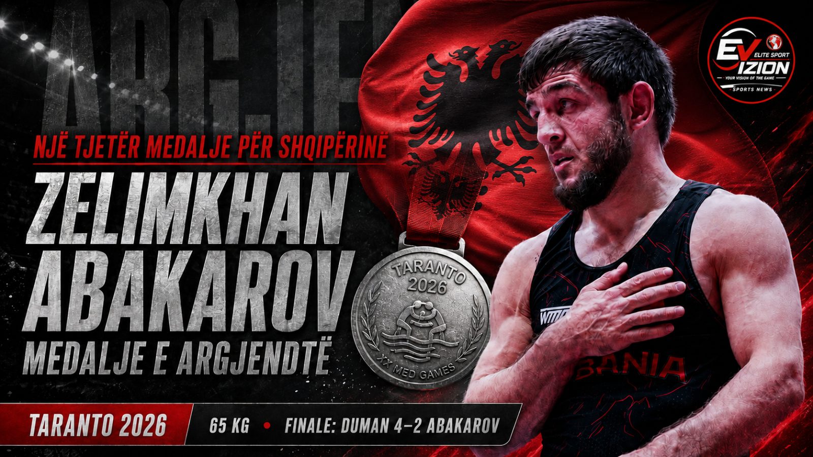 Zelimkhan Abakarov i dhuron Shqipërisë medaljen e argjendtë në Taranto 2026