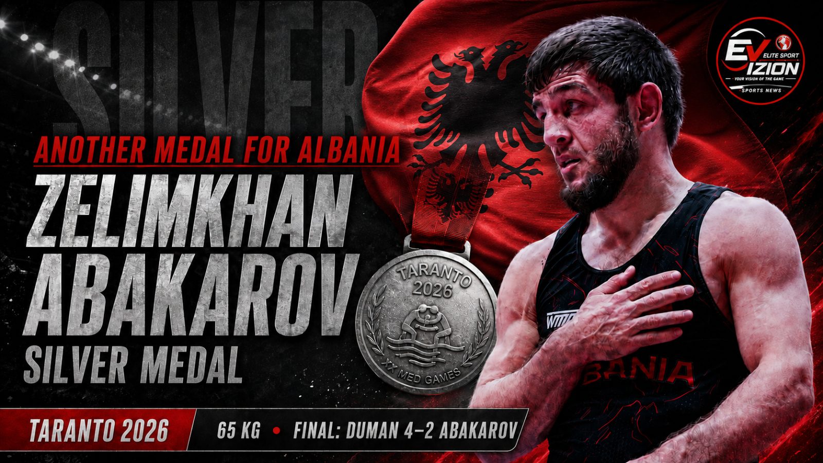Zelimkhan Abakarov Wins Silver for Albania at Taranto 2026