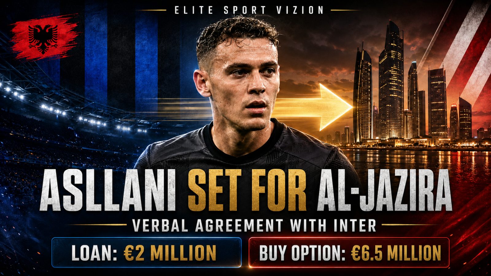 Asllani Set to Leave Inter as Al-Jazira Submit Offer for Albanian Midfielder