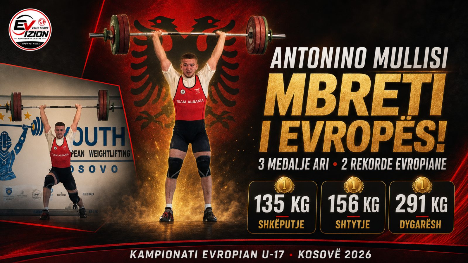Antonino Mullisi, mbreti i Evropës! Tri medalje ari dhe dy rekorde evropiane për Shqipërinë