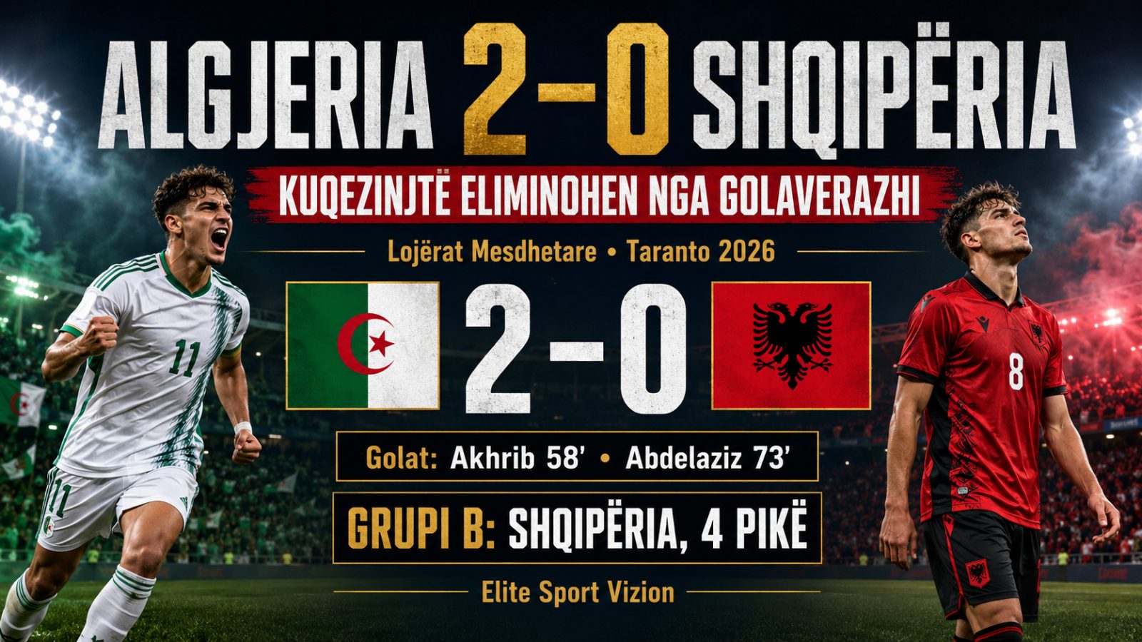 SHQIPËRIA U-21 NDALËT NGA ALGJERIA, KUQEZINJTË ELIMINOHEN NGA “TARANTO 2026”
