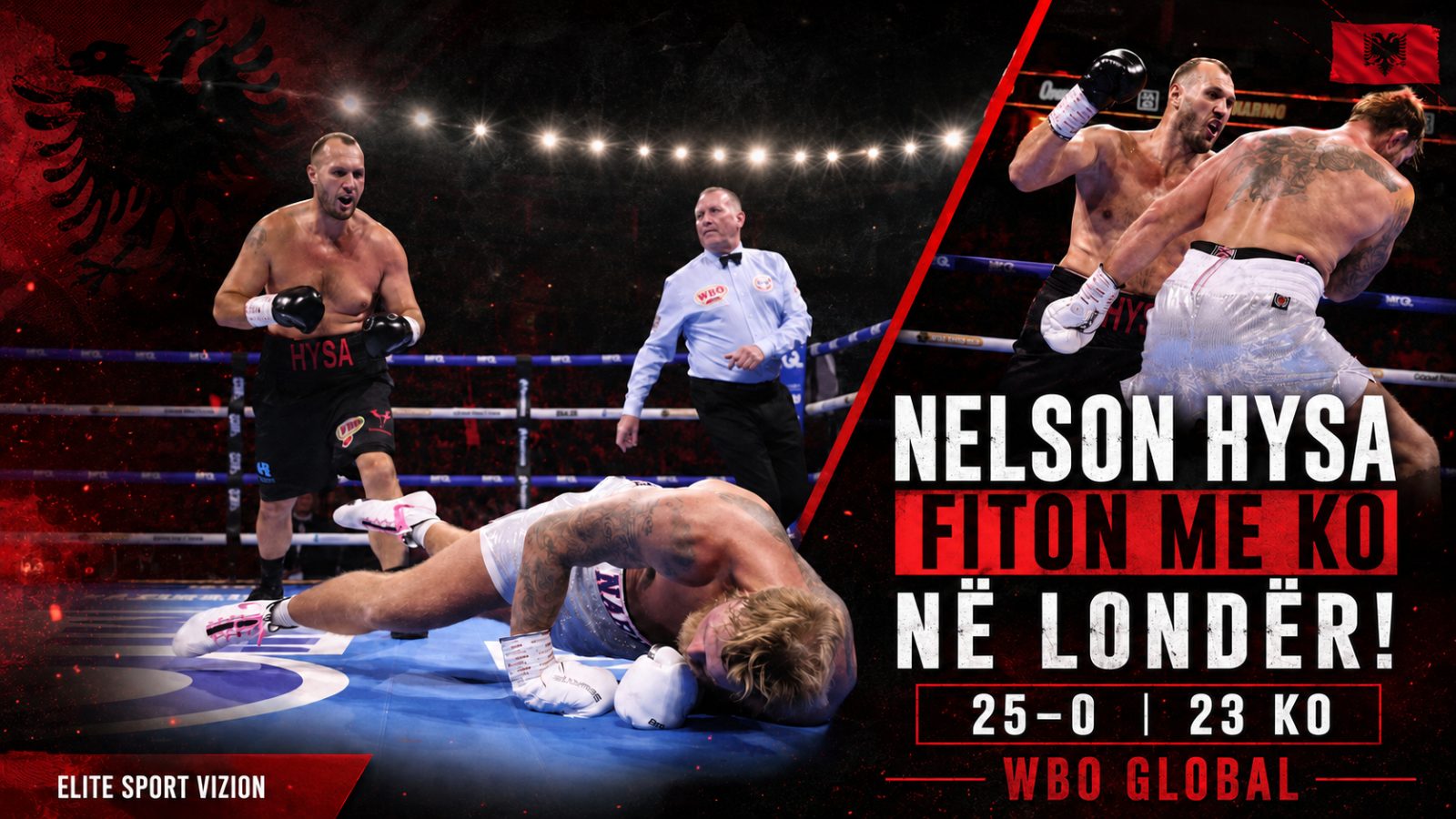 NELSON HYSA TRIUMFON ME TKO NË LONDËR, “SHQIPONJA SHQIPTARE” MBETET E PAMPOShTUR!