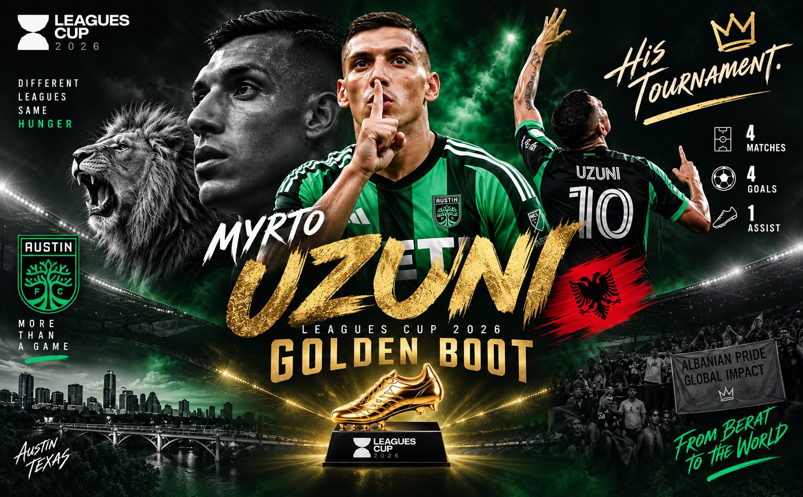 TURNEU I TIJ! MYRTO UZUNI FITON “KËPUCËN E ARTË” TË LEAGUES CUP 2026! 🇦🇱🦁