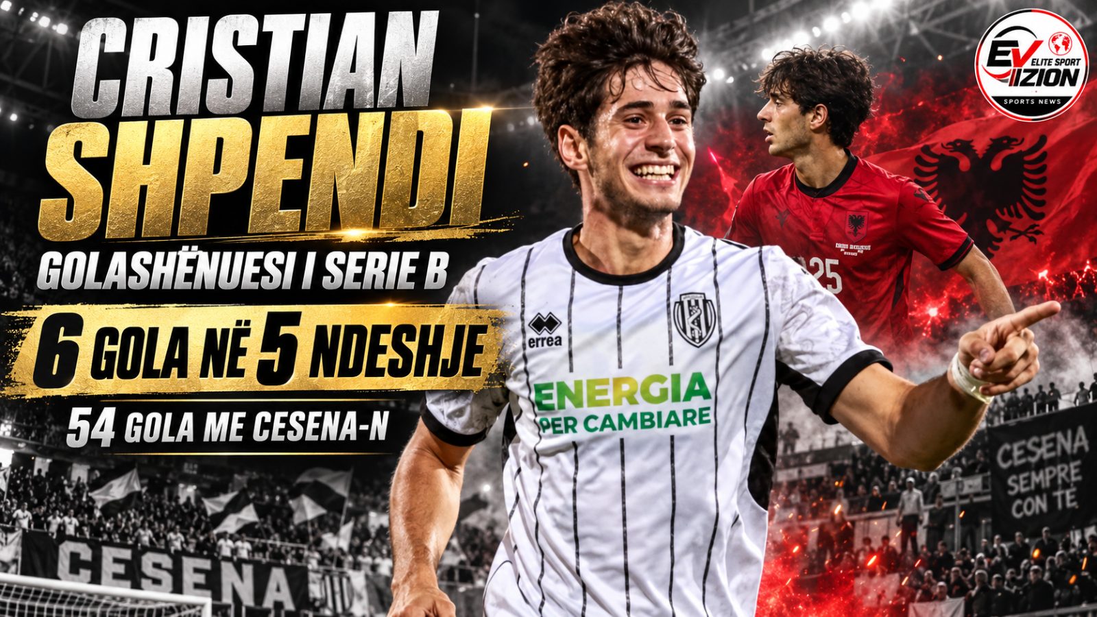 Cristian Shpendi, golashënuesi më i mirë i Serie B: sulmuesi i Cesena-s shënon edhe ndaj Juve Stabias