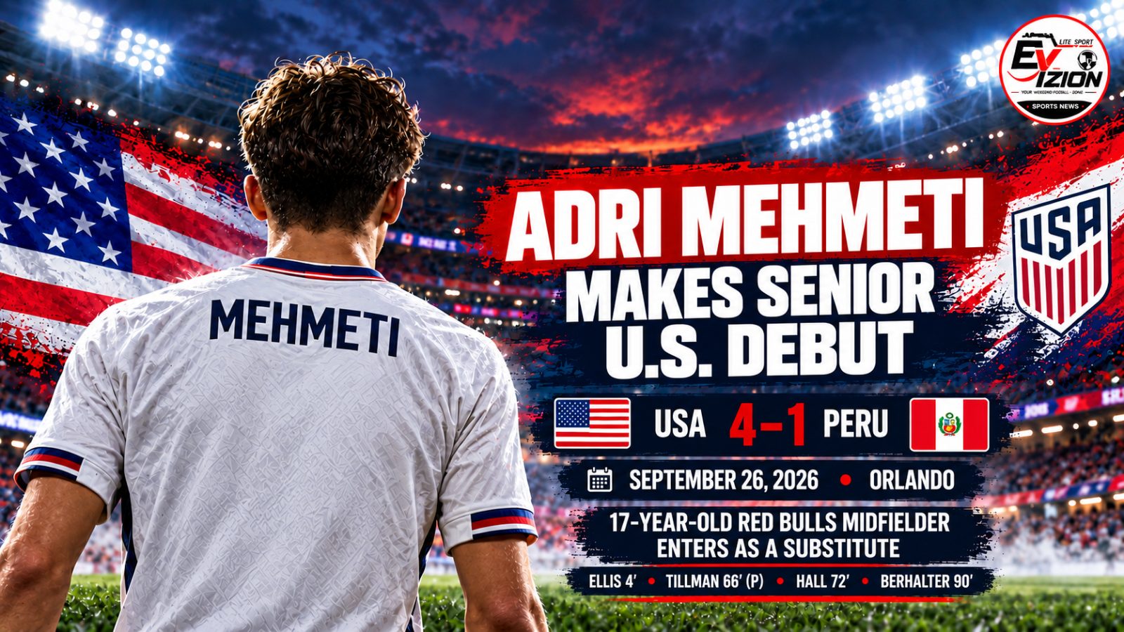 Adri Mehmeti Makes His Senior U.S. Debut in 4–1 Win Over Peru