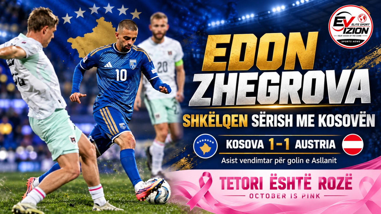 Zhegrova shkëlqen sërish me Kosovën: asist ndaj Austrisë dhe një mesazh për Juventusin
