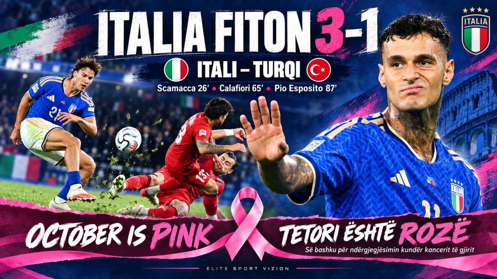 Italia mbyll me fitore: Calafiori dhe Pio Esposito vendosin ndaj Turqisë