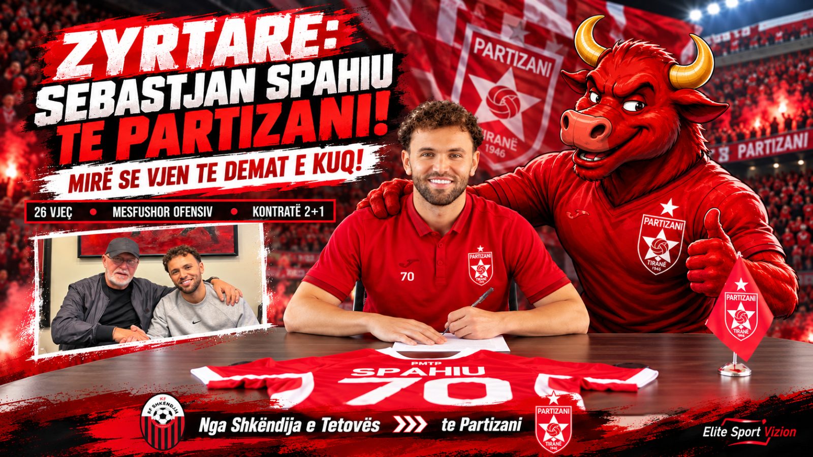 Sebastjan Spahiu vishet i kuq! Partizani afron mesfushorin që fitoi dopietën me Egnatian
