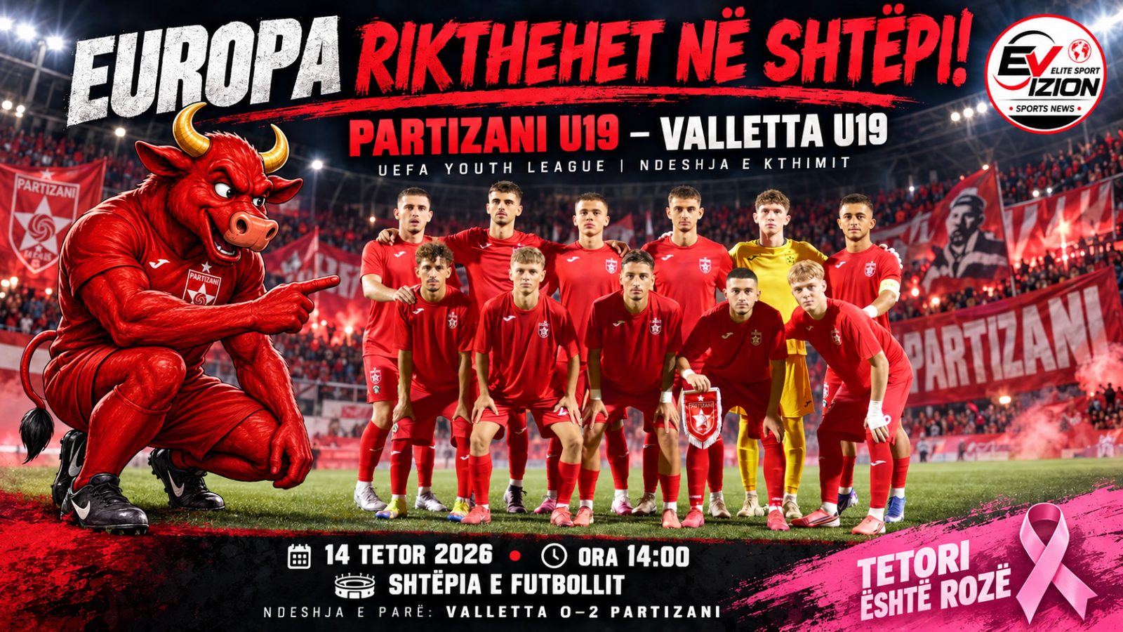 Europa rikthehet në shtëpi! Partizani U19 kërkon të vulosë kualifikimin ndaj Vallettës