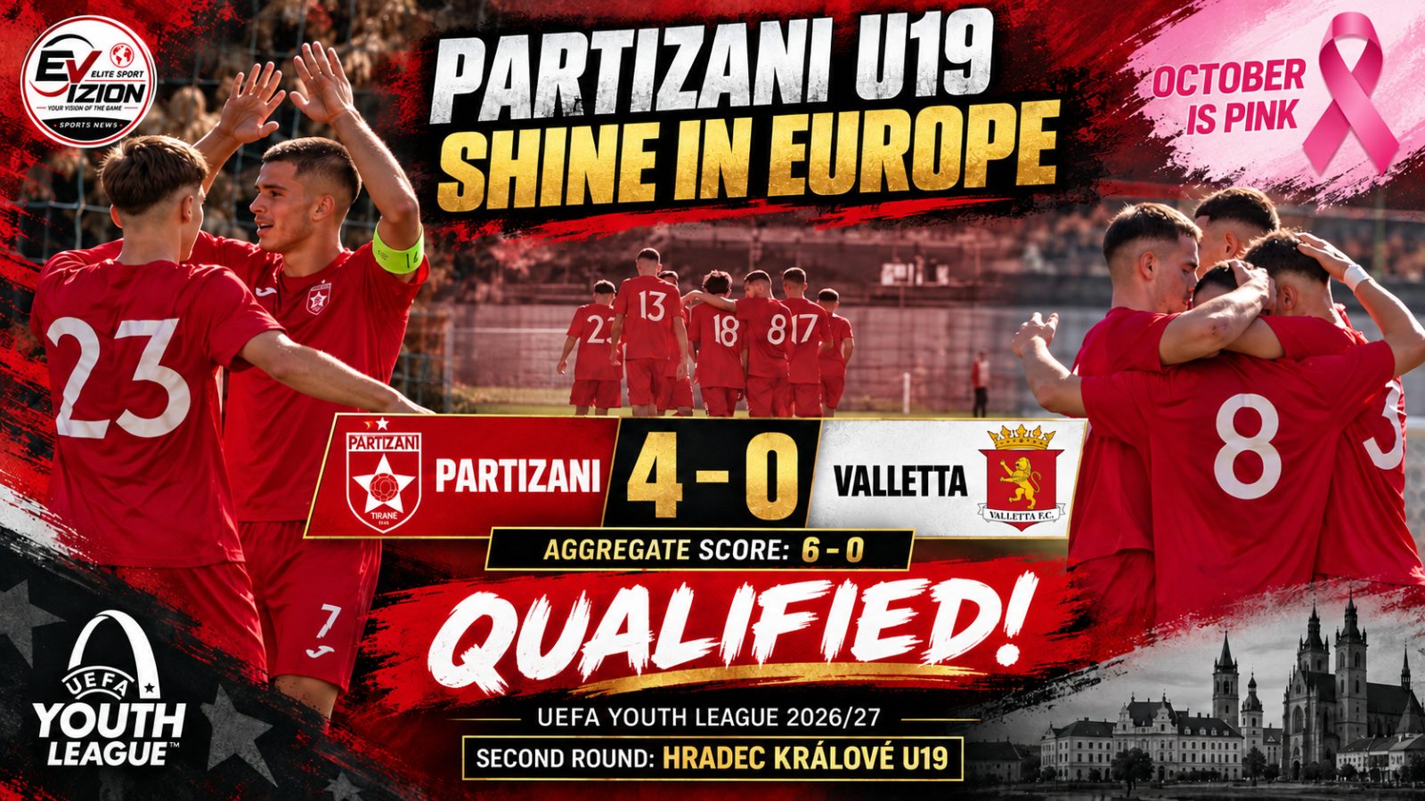 Partizani U19 Shine in Europe: Four Goals Against Valletta, Hradec Králové Await